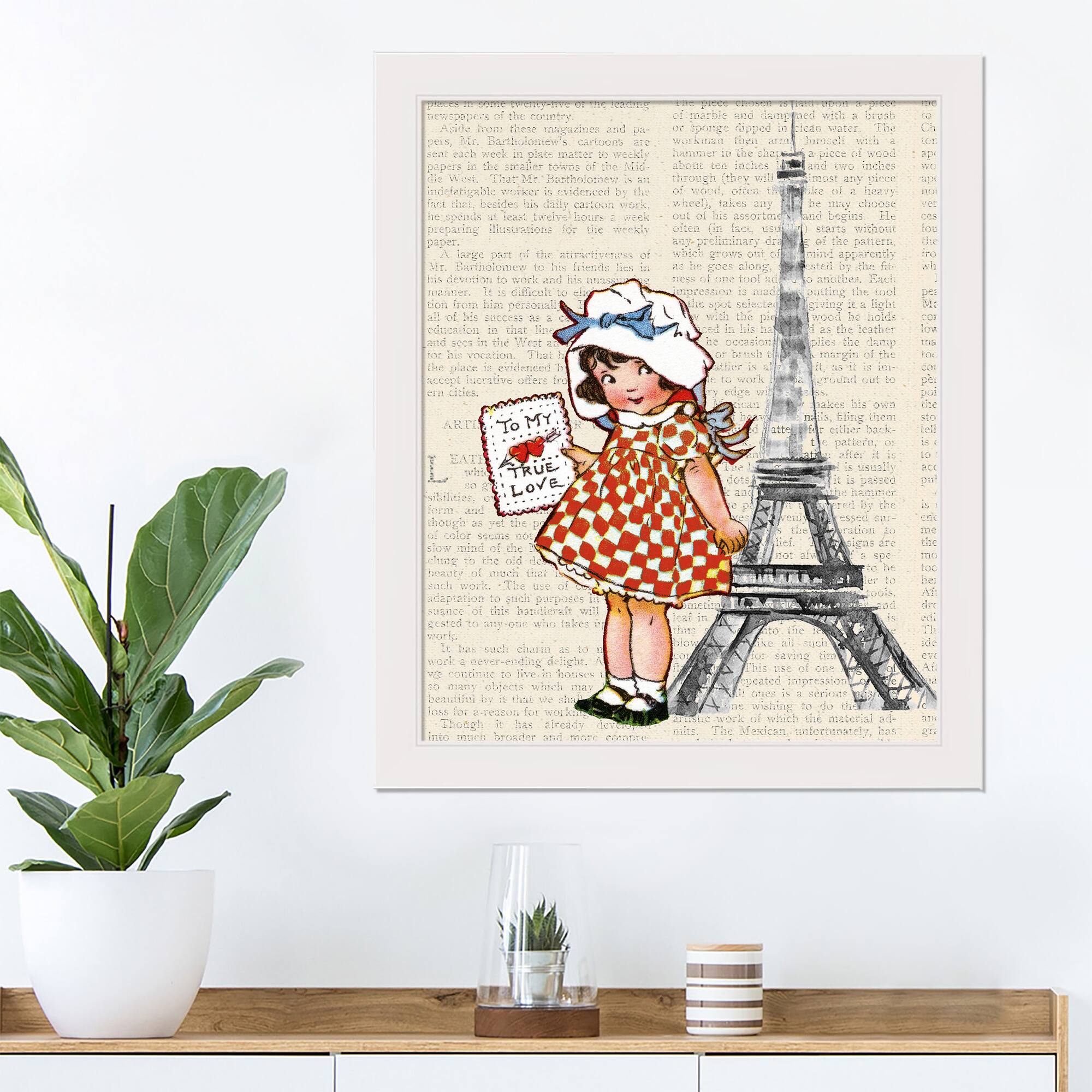 Newspaper Paris 16" x 20" White Framed Print Under Plexiglass